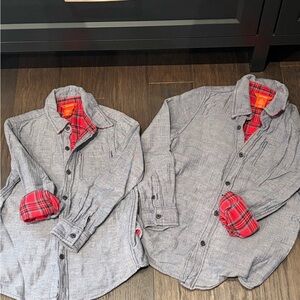 Joe Fresh- soft denim style outer button up with plaid lined interior